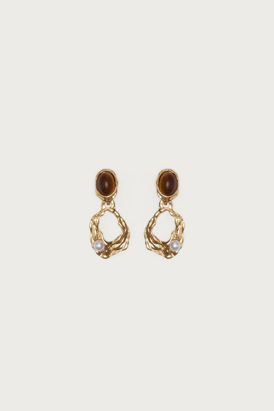 Faux Tiger Eye Abstract Earrings