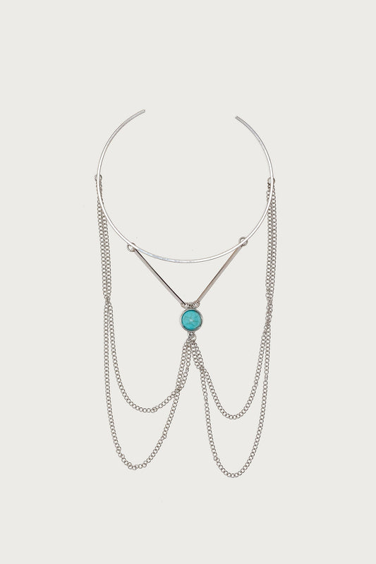 Drop Chain Gemstone Arm Cuff