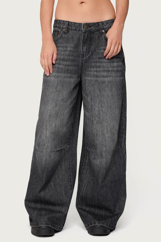 Skater Girl Washed Low Rise Baggy Jeans