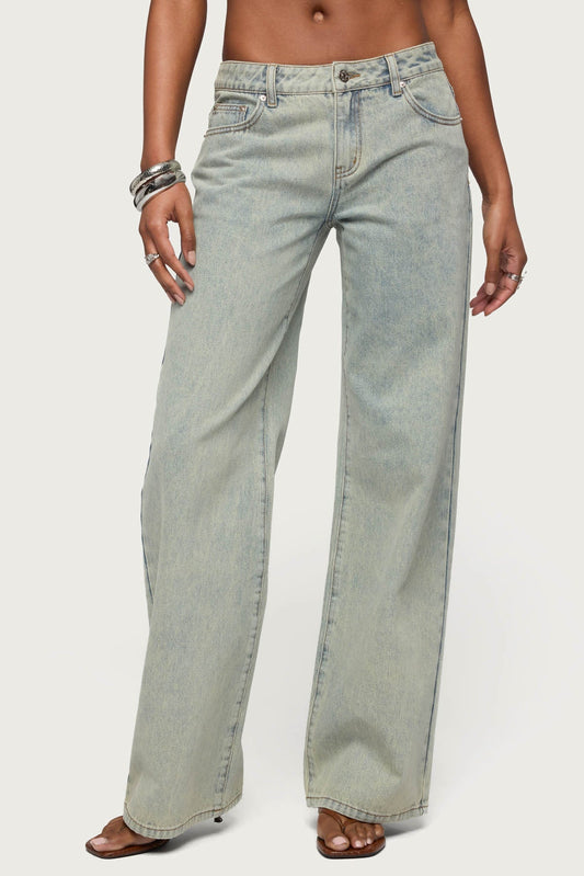 Tall Magda Acid Wash Low Rise Baggy Jeans