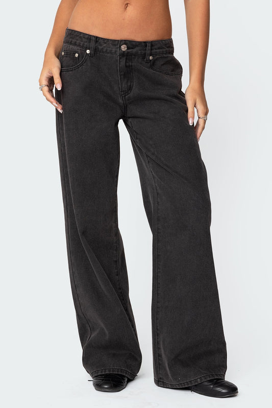 Bow Pocket Low Rise Baggy Jeans