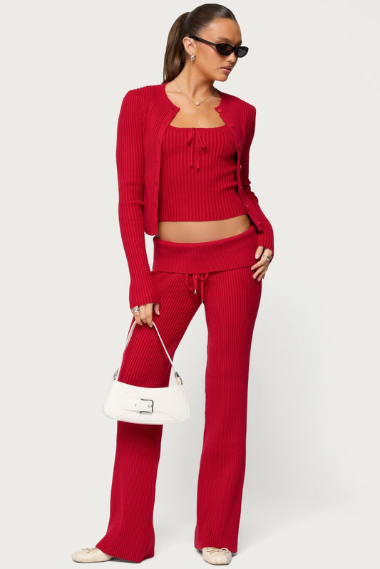 Adannah Tie Ribbed Knit Tank Top
