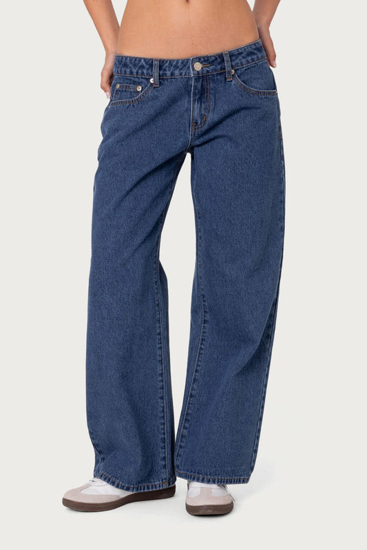 Petite Raelynn Washed Low Rise Baggy Jeans