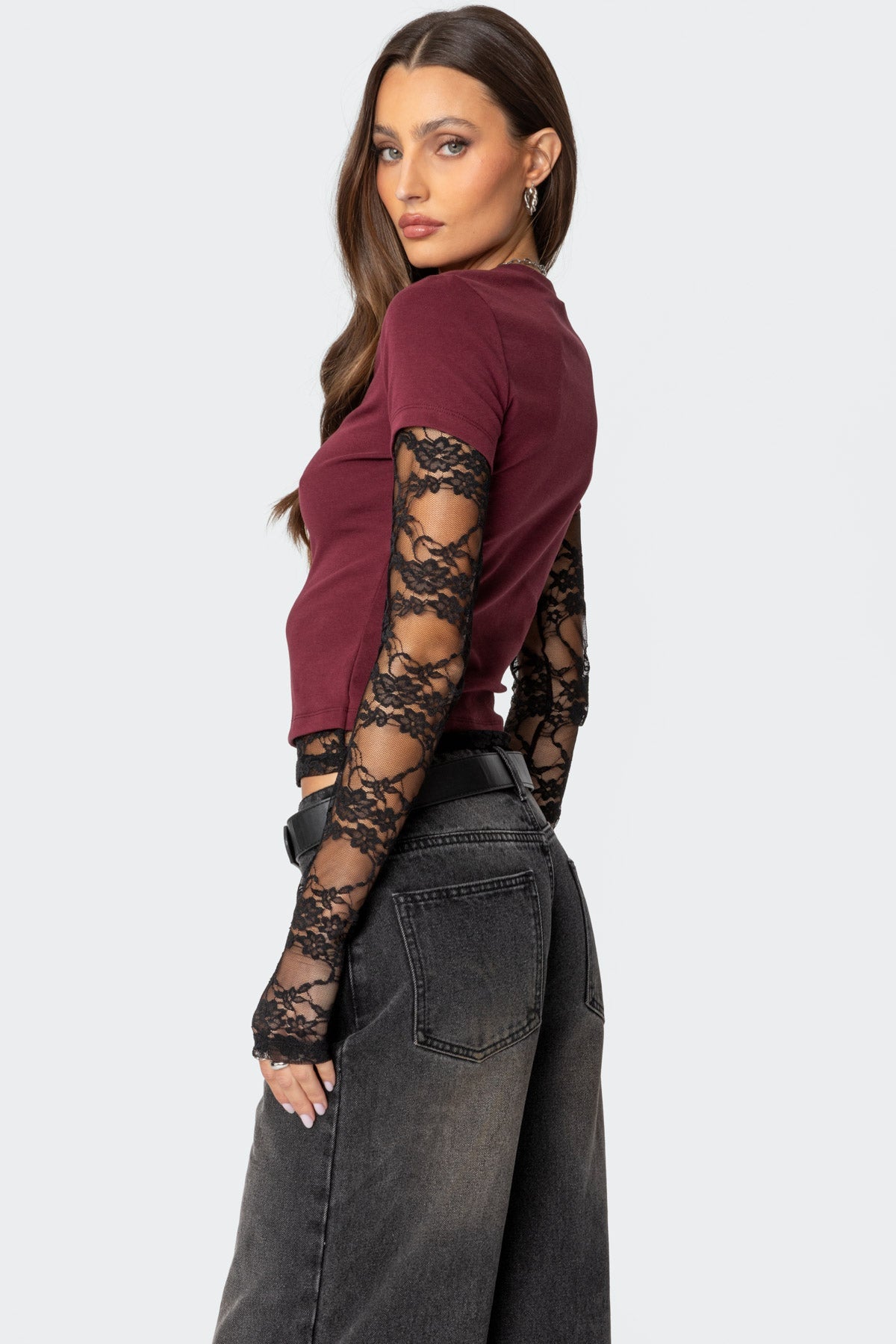 Layered Lace Sleeve Top