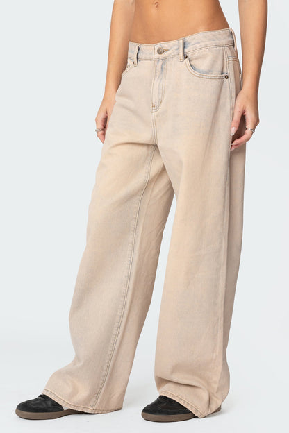 Dusty Washed Low Rise Baggy Jeans