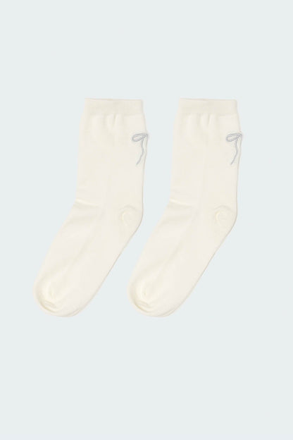 Embroidered Bow Socks