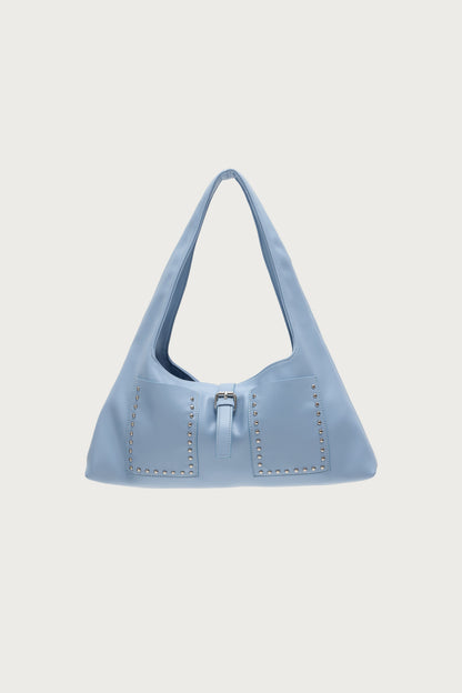 Edgy Studded Faux Leather Shoulder Bag