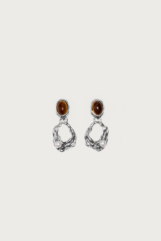 Faux Tiger Eye Abstract Earrings