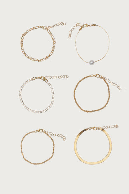 Faux Diamond & Pearl Chain Bracelet Pack