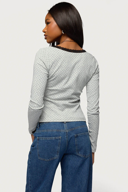 Morah Lacey Polka Dot Top