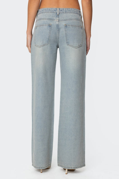 Everly Studded Low Rise Baggy Jeans
