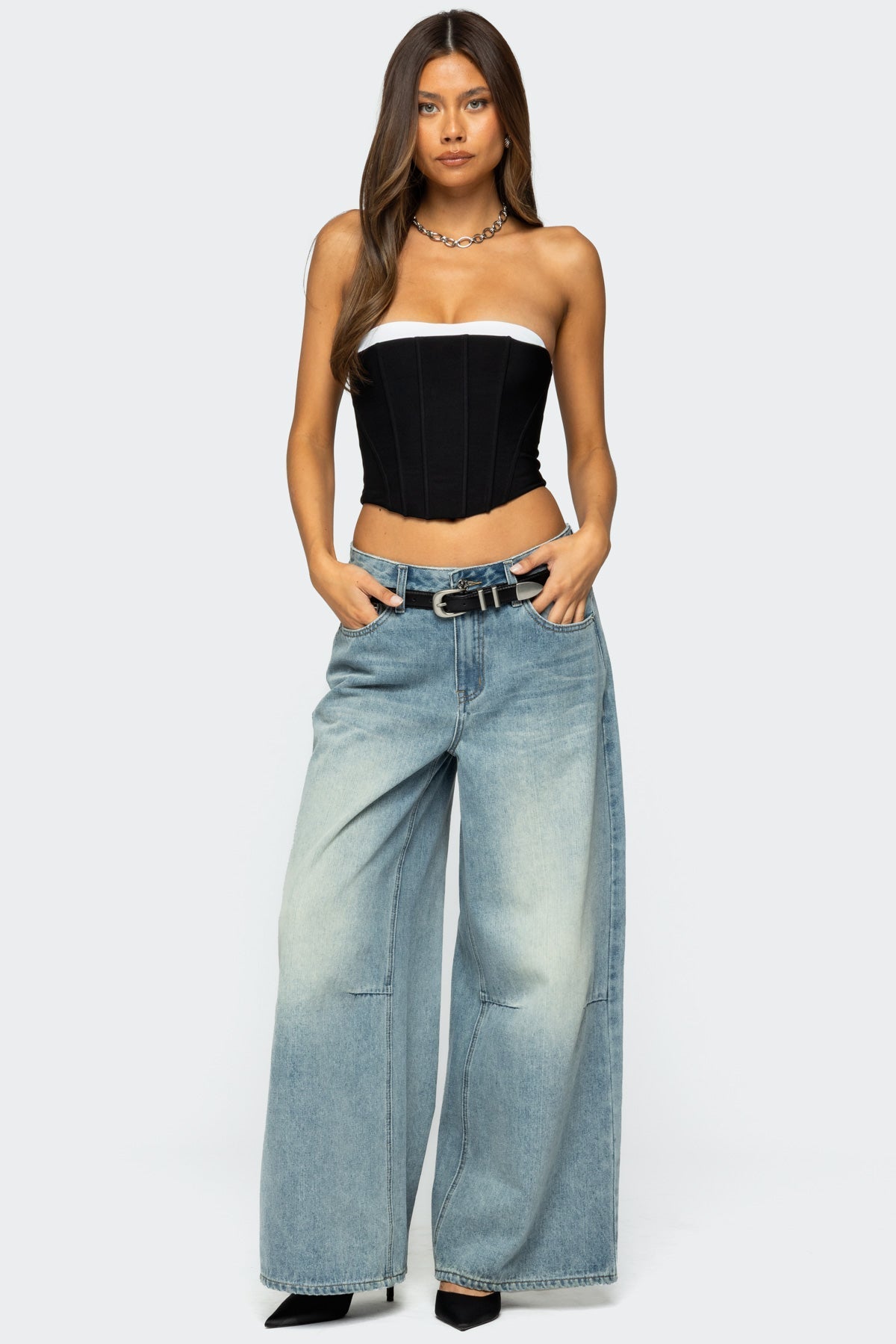 Ryla Contrast Layered Mesh Corset