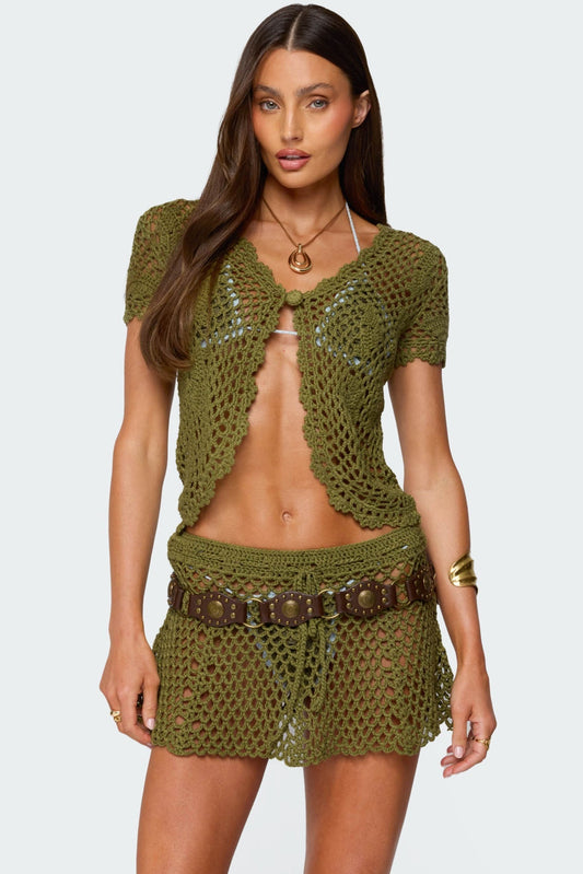 Mabelle Crochet Split Front Top