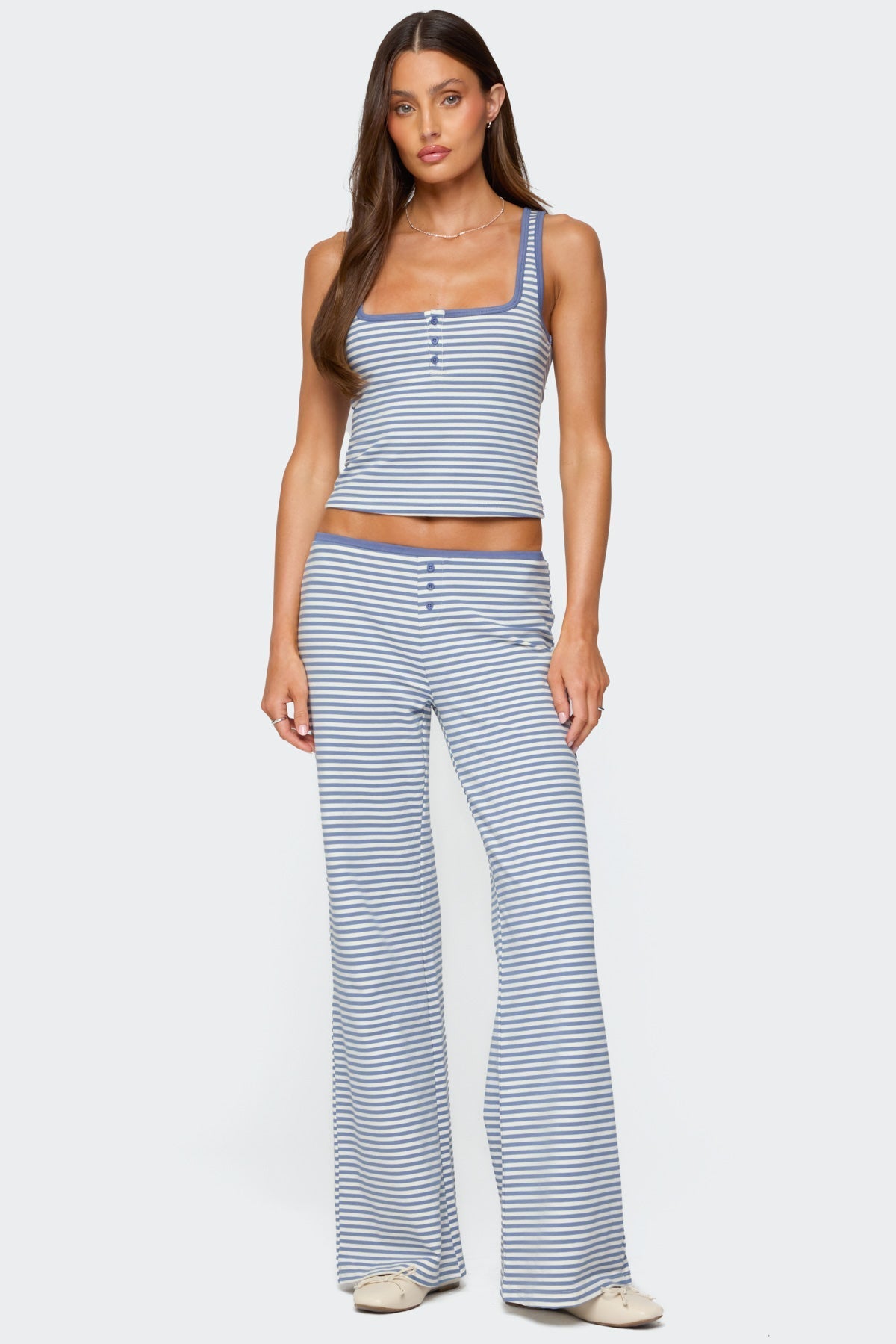 Monti Striped Henley Tank Top