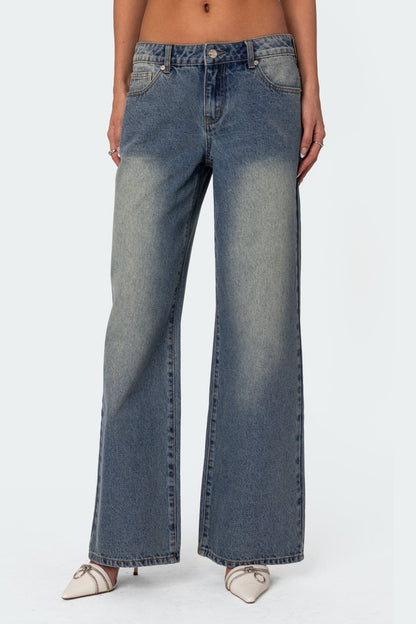 Magda Acid Wash Low Rise Baggy Jeans