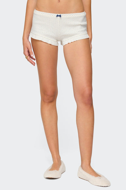 Avalon Dotted Pointelle Ruffle Shorts
