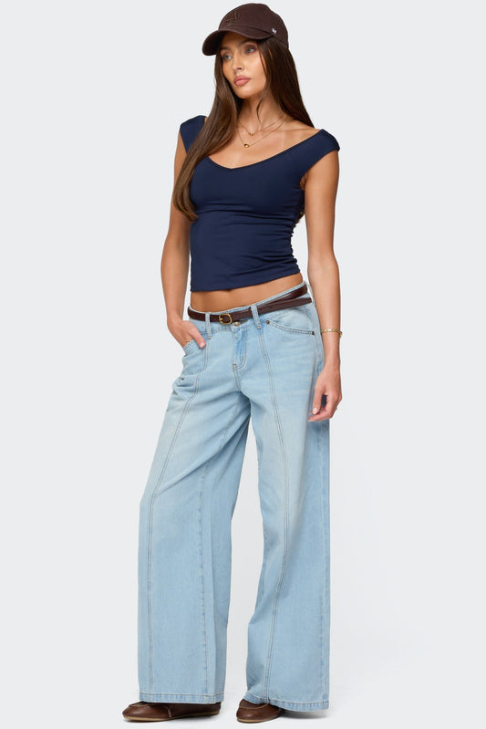 Charlie Panel Stitch Low Rise Bootcut Jeans