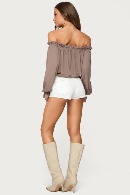 Juna Off Shoulder Ruffle Chiffon Top