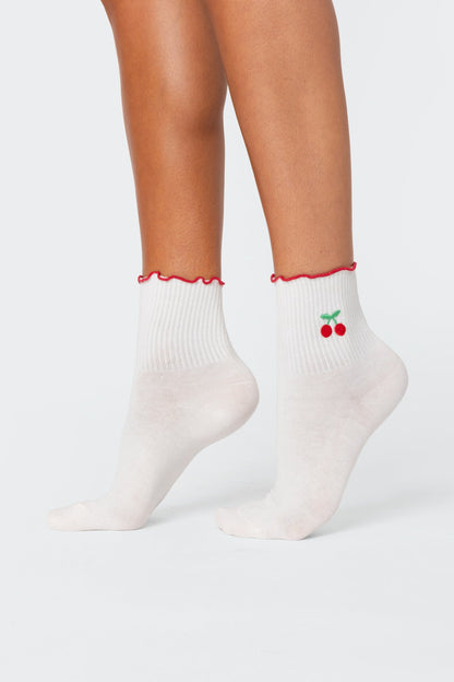 Contrast Frilly Socks