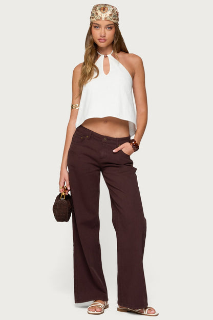 Oliviana Linen Look Halter Top