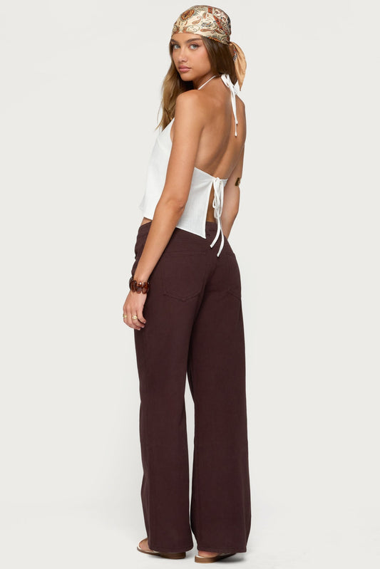 Oliviana Linen Look Halter Top