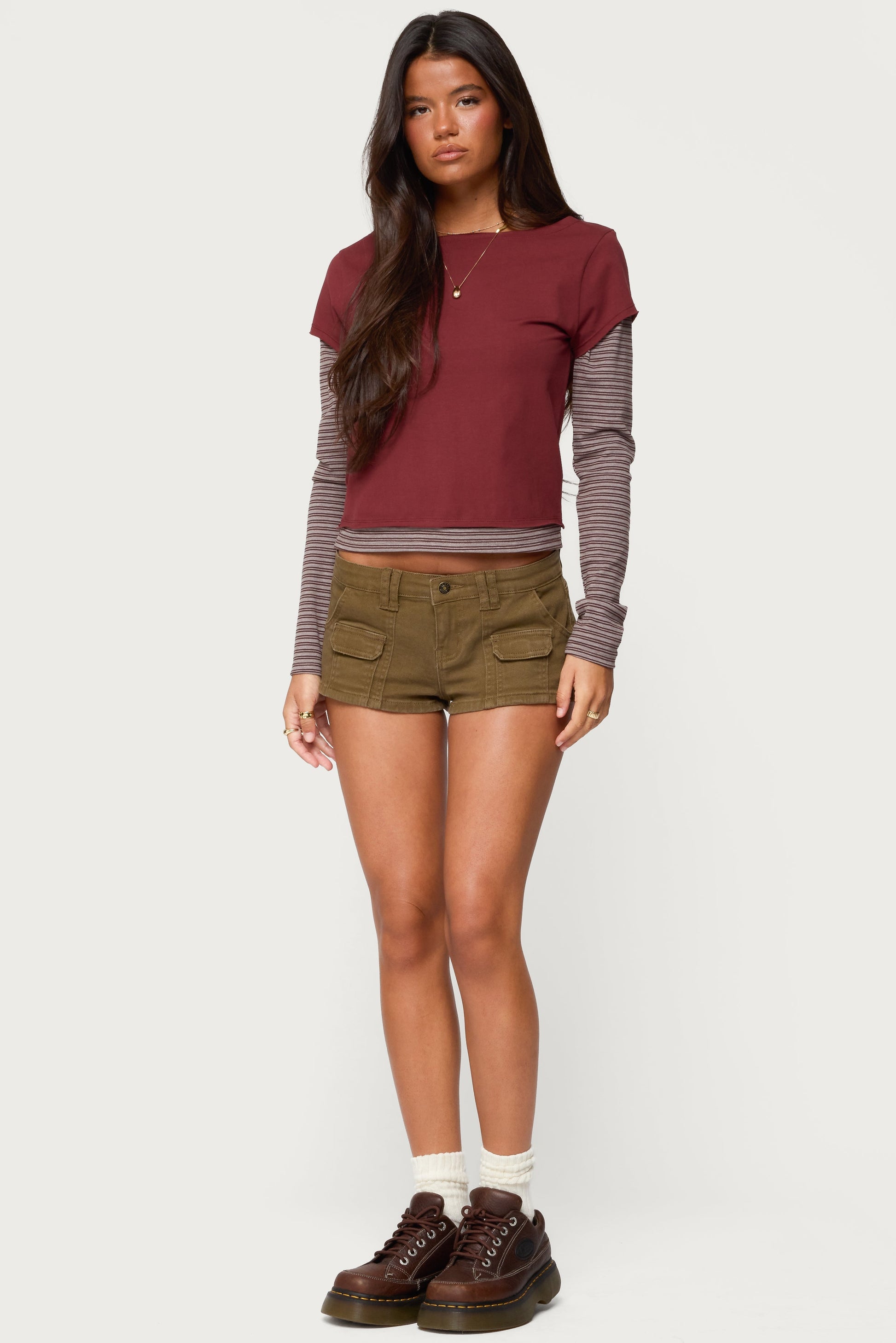 Layered Stripey Long Sleeve T Shirt