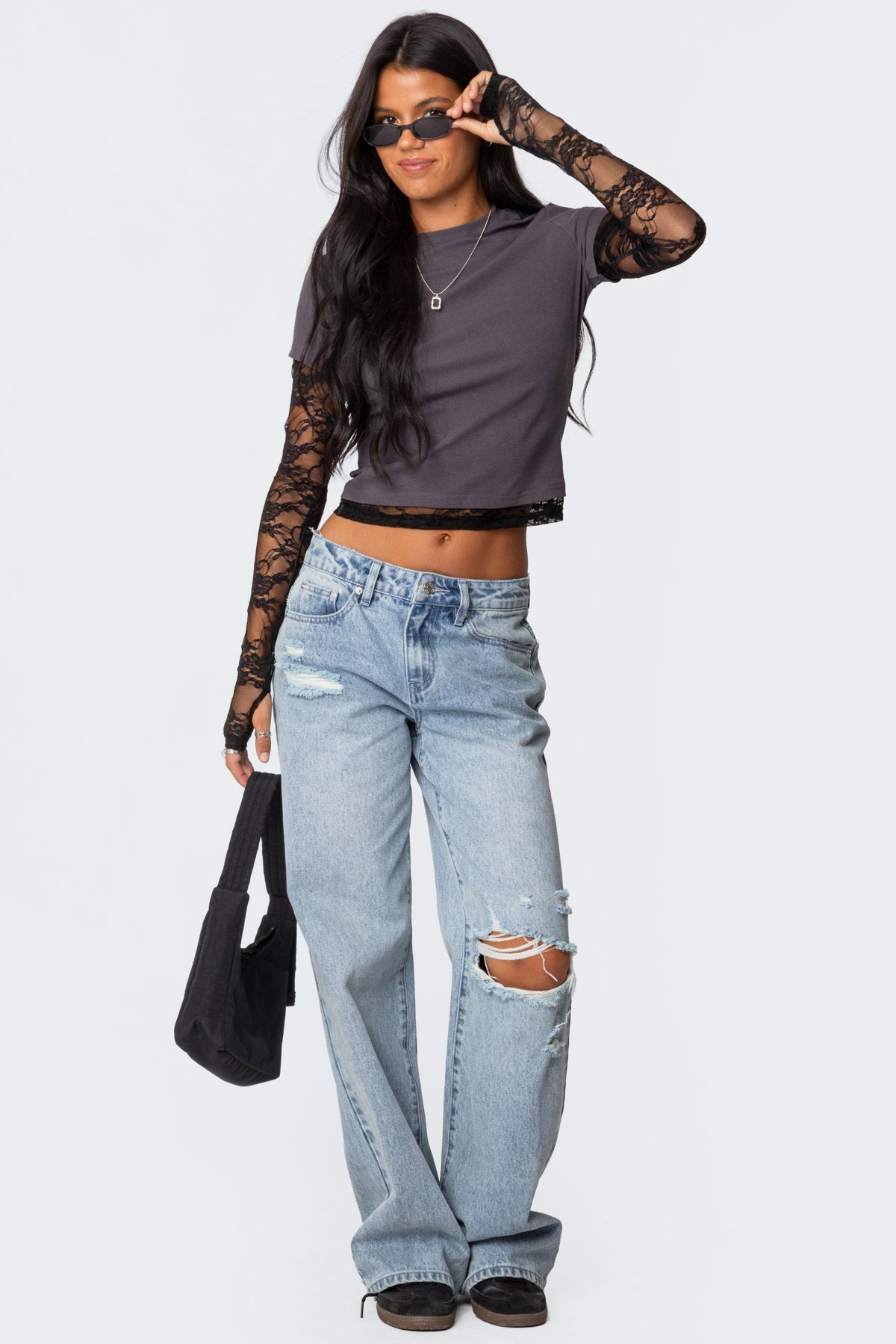 Layered Lace Sleeve Top