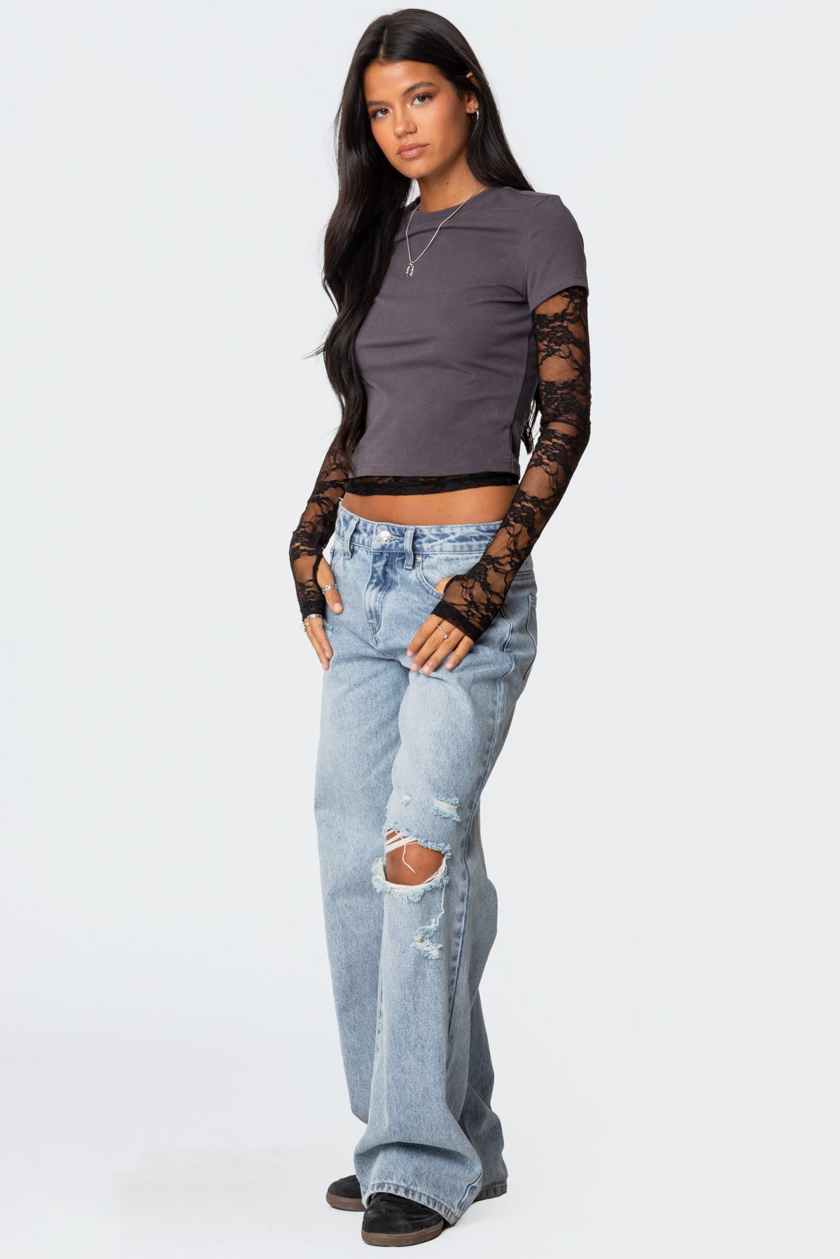 Layered Lace Sleeve Top