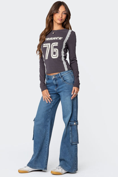 Lunar Mid Rise Wide Leg Cargo Jeans