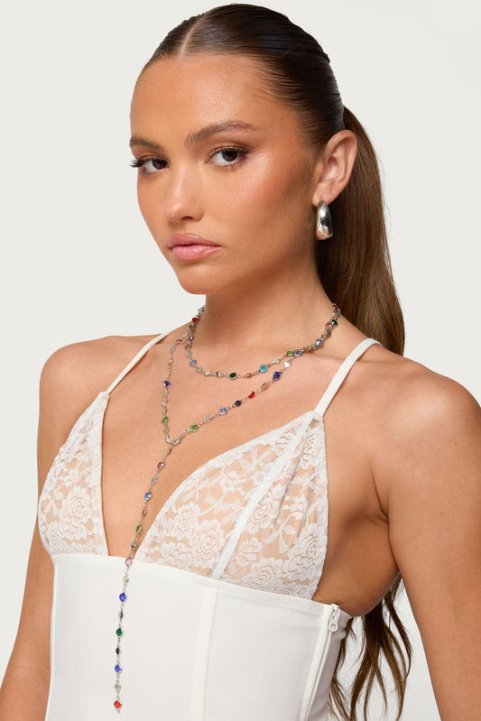 Cascading Gemstone Necklace Set