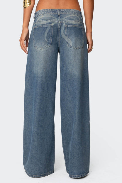 Vyxen Vintage Washed Low Rise Baggy Jeans