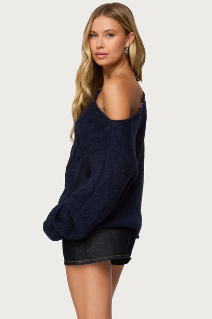 Nellie Off Shoulder Cable Knit Sweater