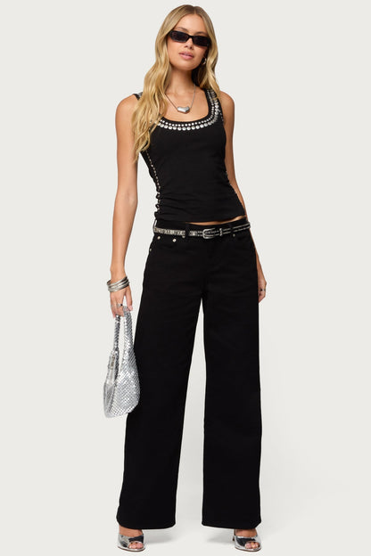 Studded Built In Bra Tank Top