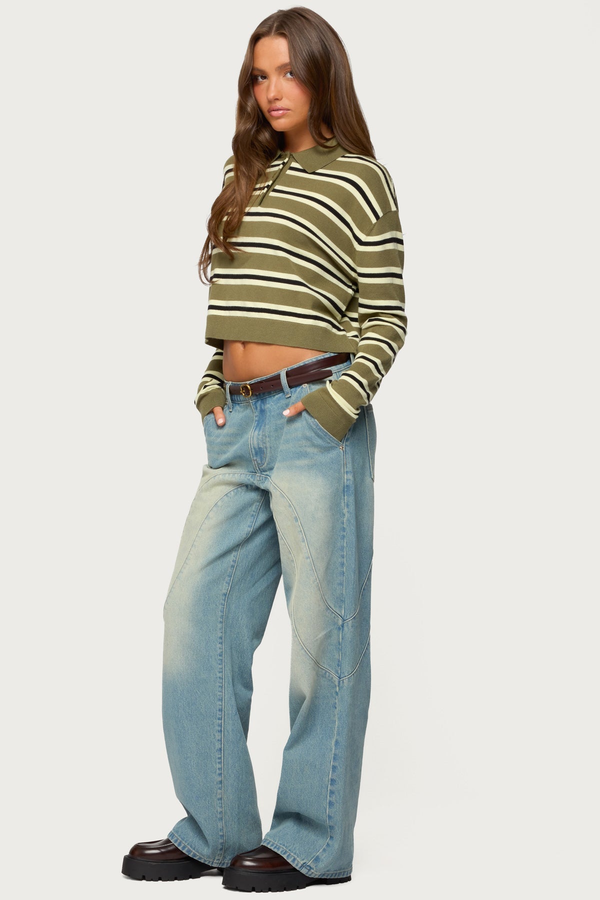 Shelby Striped Polo Sweater
