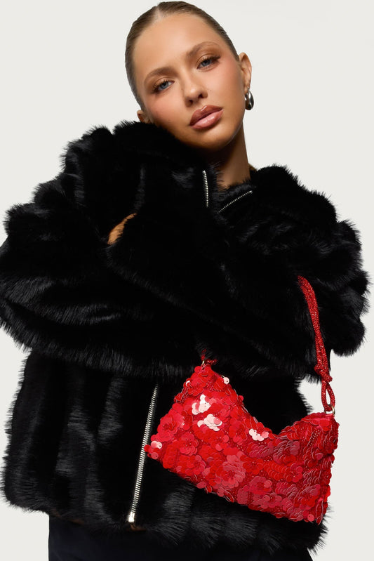 Glam Sequin & Bead Flower Bag