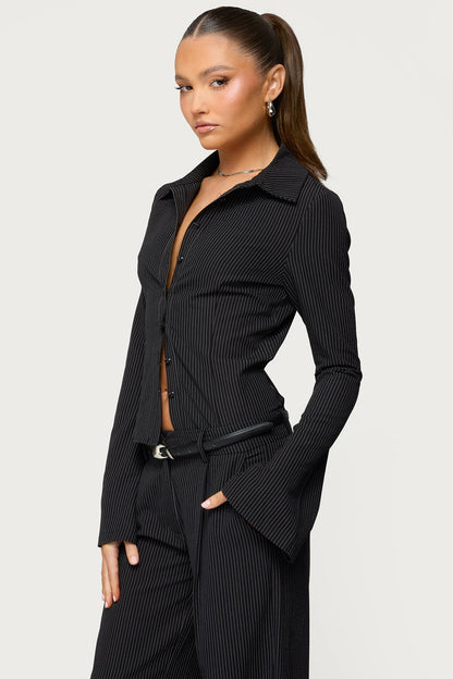 Pinstripe Tailored Button Up Shirt