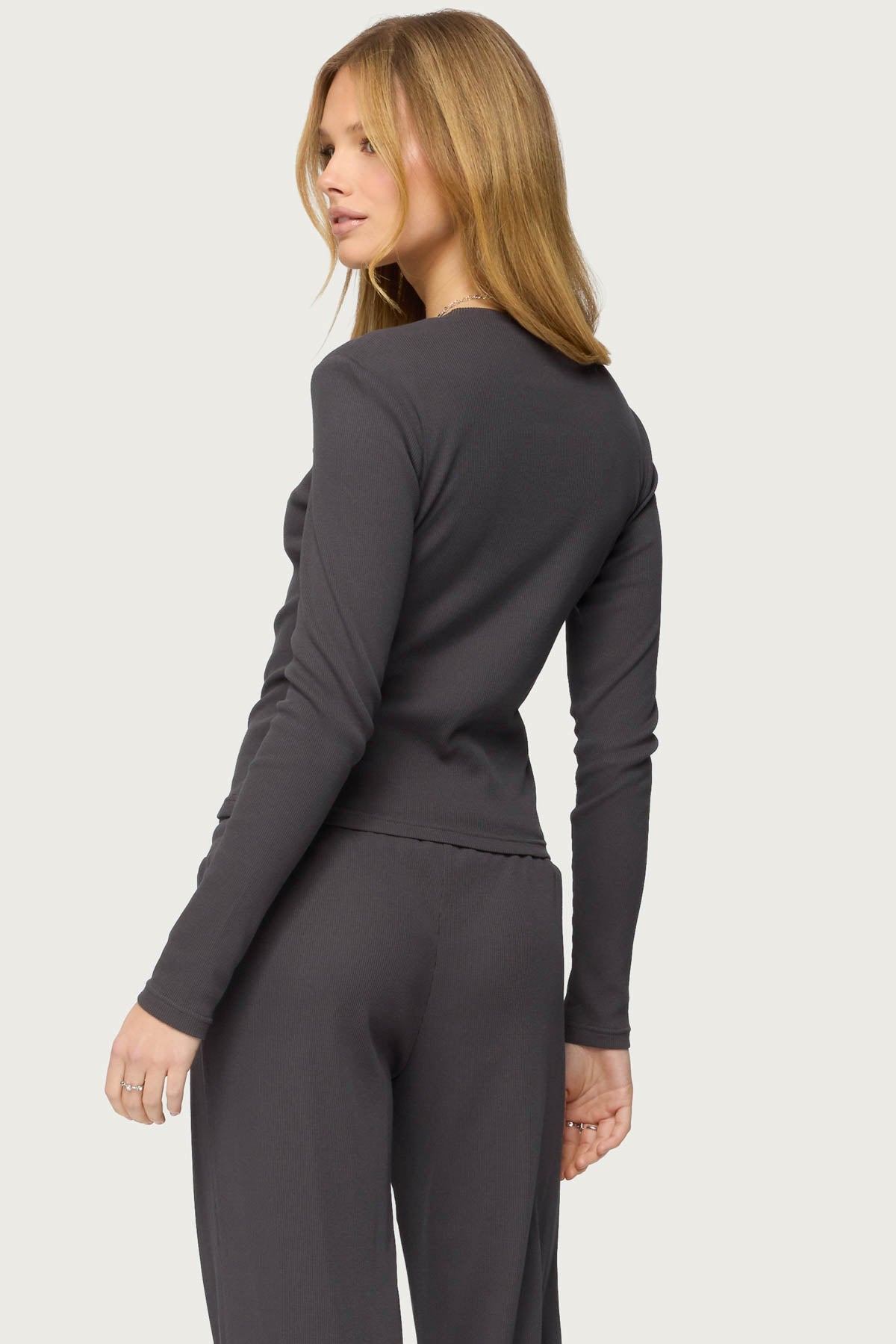 Cicilia Long Sleeve Ribbed T Shirt