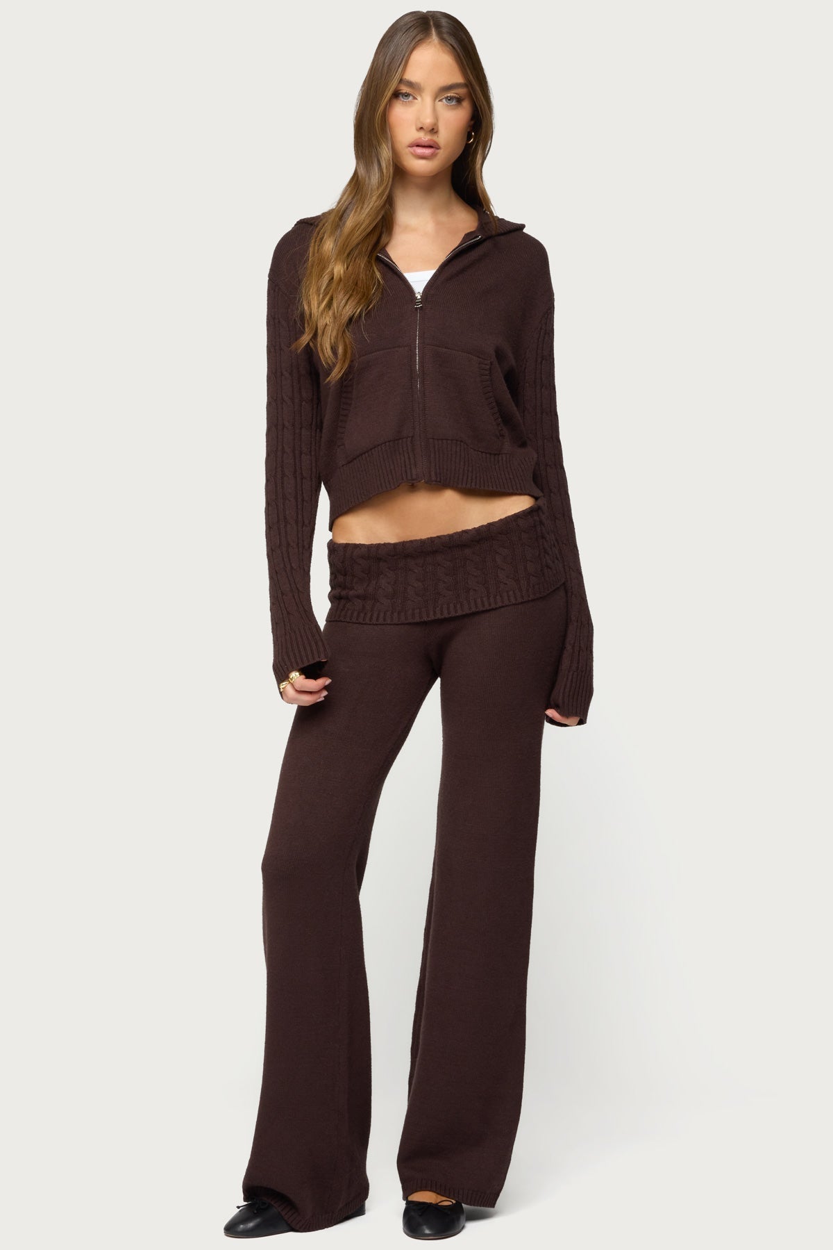 Lula Cable Knit Foldover Pants