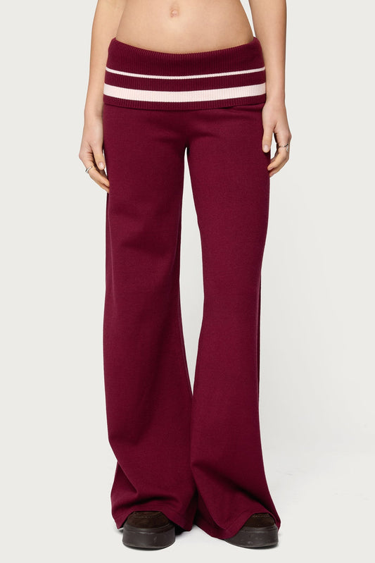Kaliya Stripey Foldover Knit Pants