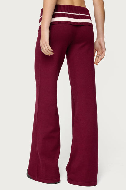 Kaliya Stripey Foldover Knit Pants