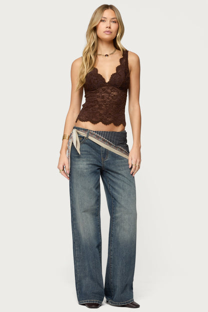 Della Waist Scarf Low Rise Baggy Jeans