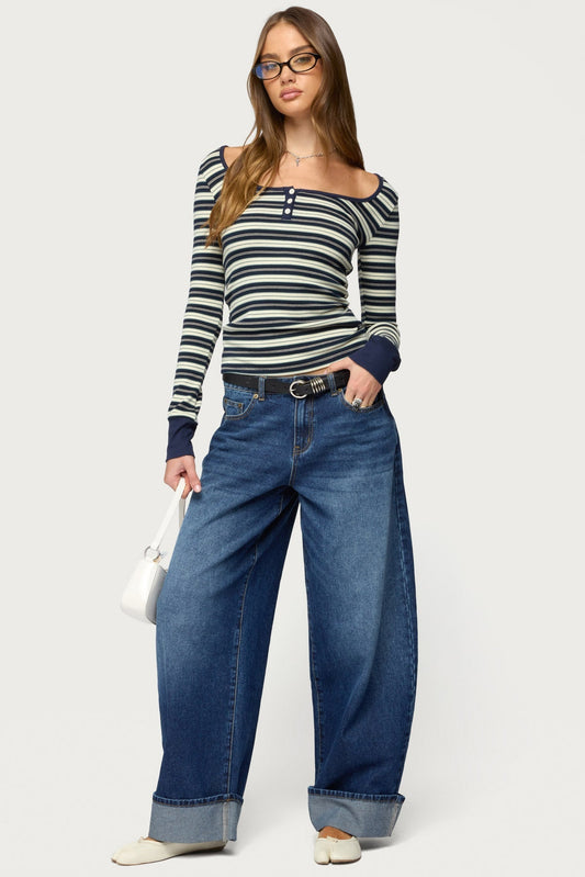 Jaida Striped Henley Top