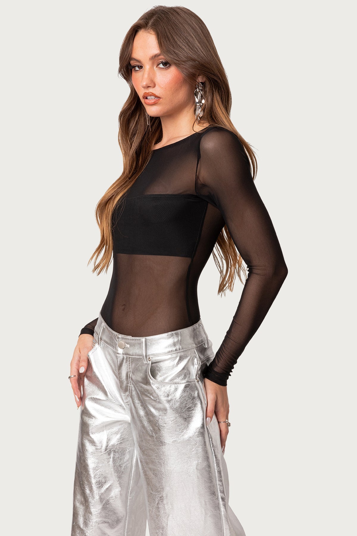 Sheer Mesh Bandeau Bodysuit