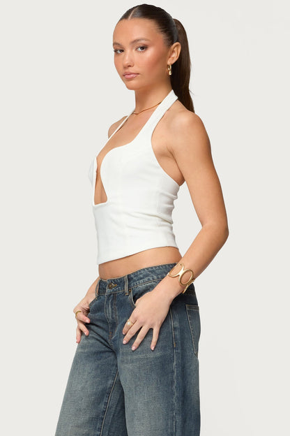 Stassy Abstract Cutout Halter Top