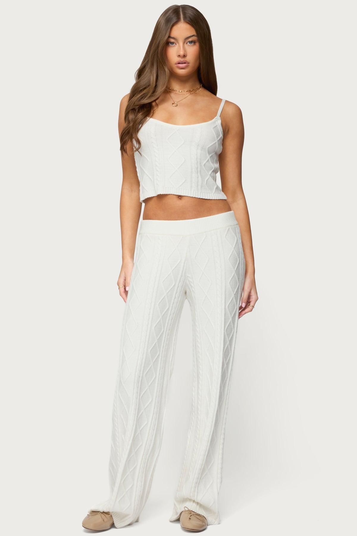 Louise Straight Leg Cable Knit Pants