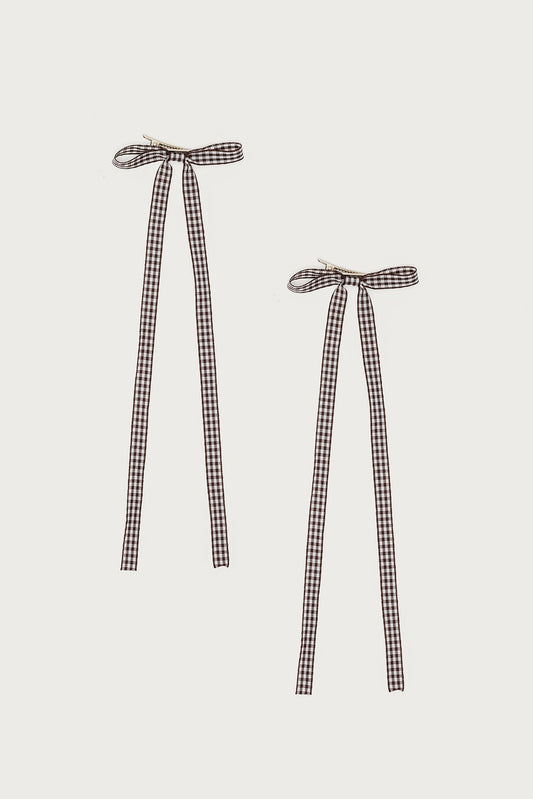 Gingham Bow Hair Clip Set