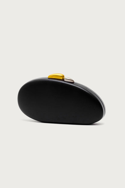 Abstract Oval Mixed Metal Clutch Bag