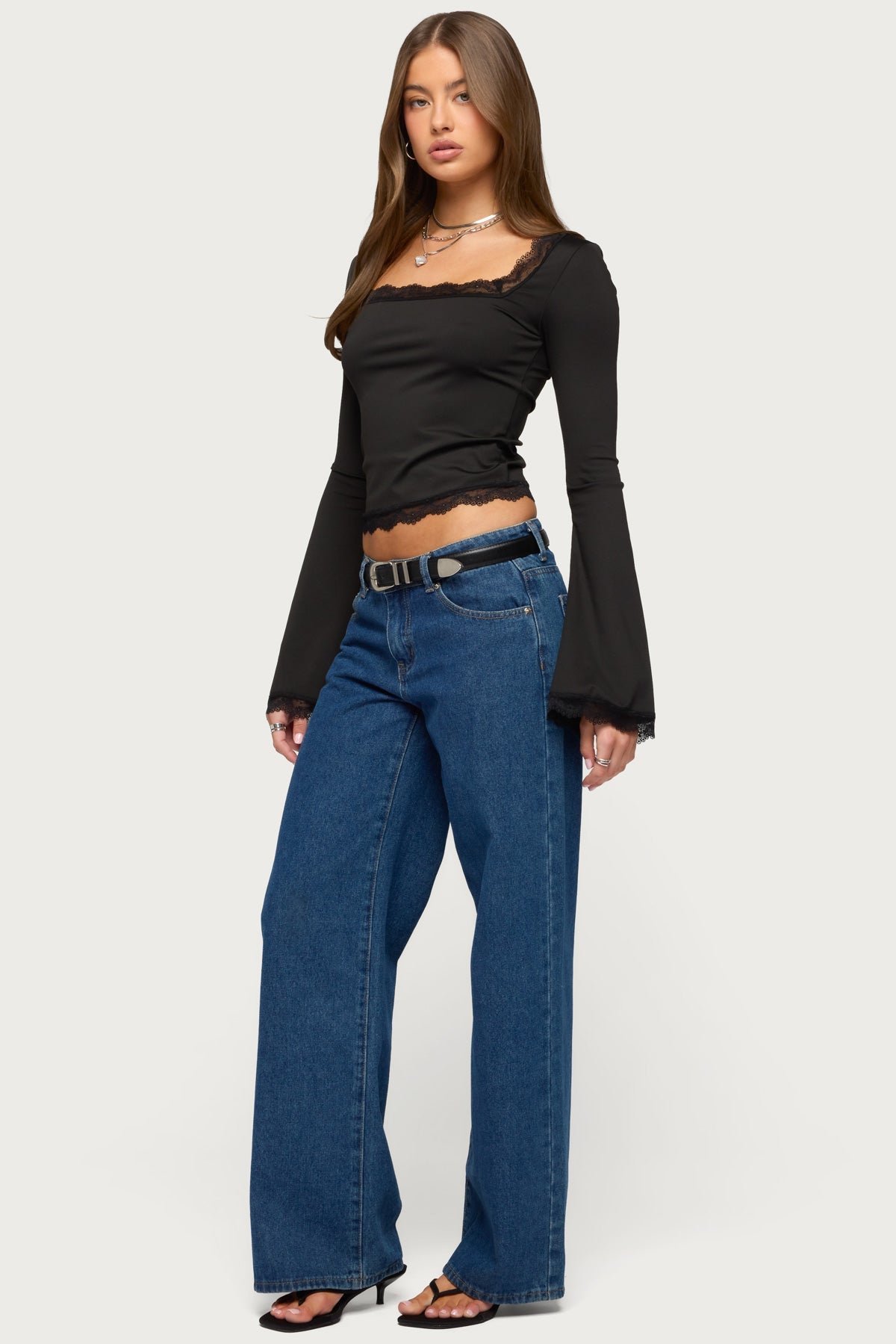 Kailin Lacey Flared Sleeve Top