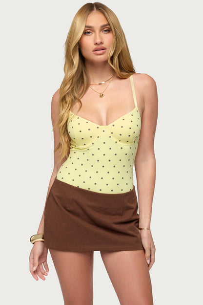 Gabriana Polka Dot Cupped Bodysuit