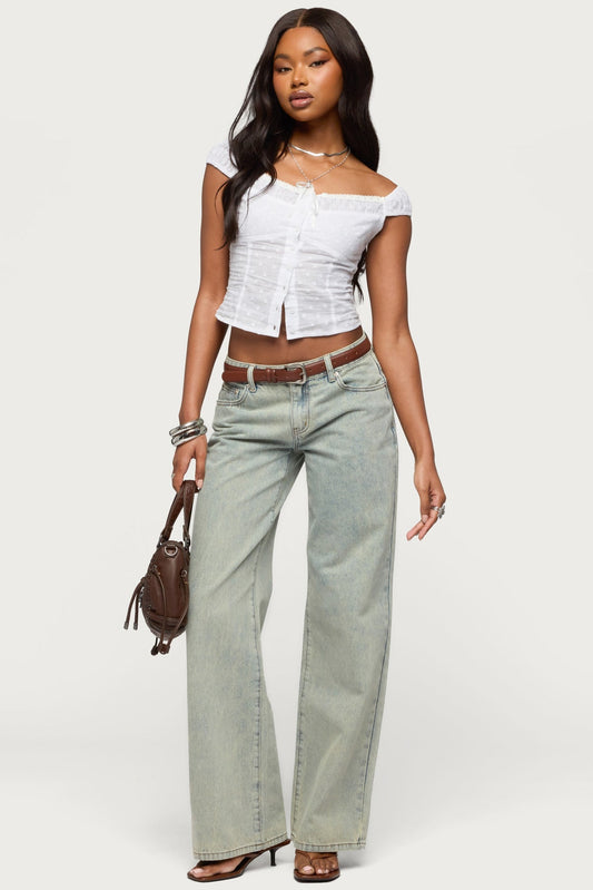 Tall Magda Acid Wash Low Rise Baggy Jeans